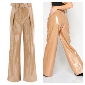 Self-portrait Faux Patent Leather Wide Leg Pants Size 4